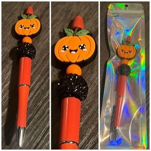 Pumpkin beaded focal pen